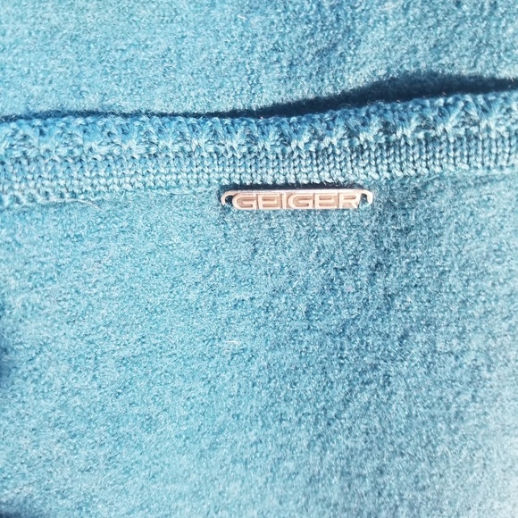 Geiger Teal Blue Button Up Wool Cardigan Sz 38/8 - Picture 7 of 7